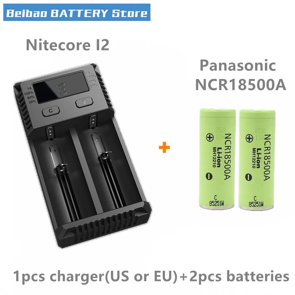 2 шт. оригинал для Panasonic NCR18500A 2040 мАч NCR 18500 перезаряжаемая батарея с Nitecore Новинка I2