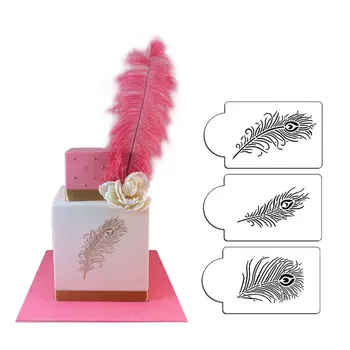 

Peacock Feather Cake Stencil Set, Cake top Stencil, Flower Stencils for Decoration