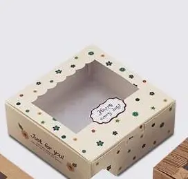 50 шт. коробки для торта и упаковки крафт-бумага коробка с окном упаковочная коробка для капкейков домашние вечерние подарочные коробки для печенья ручной работы - Цвет: 5