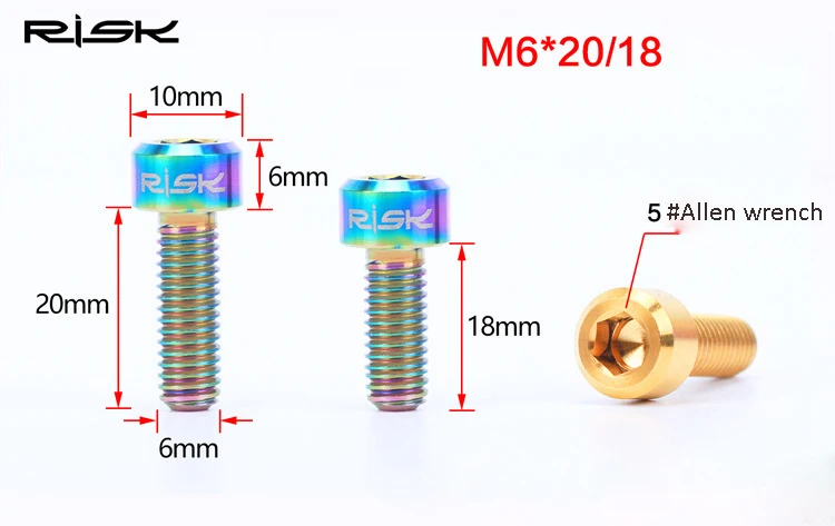 Риск 4 шт. M6x20mm M6* 18 мм M6* 16 мм MTB велосипедный титановый сплав Кривошипные болты дисковый тормозной суппорт крепежные винты для дорожного горного велосипеда