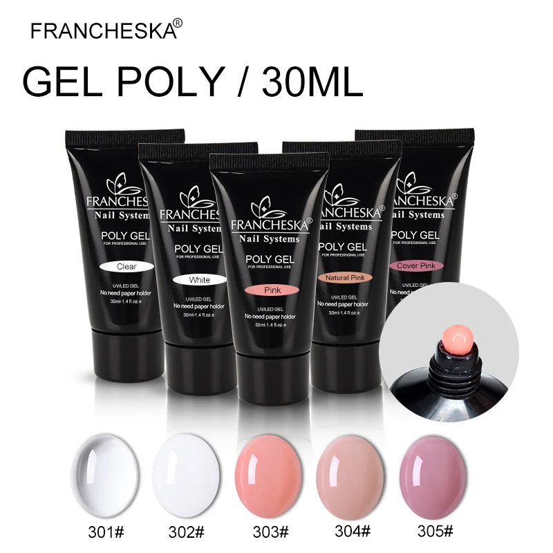 

HOT SALE poly gel 100% real polygel jelly builder finger Extension UV LED gel nail polish varnish poli gel pink white clear 30g