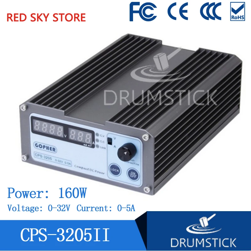 Гоферт CPS-3205 II CPS-3205II 160W(110Vac/220Vac) 0-32 V/0-5A, компактный цифровой Регулируемый источник питания постоянного тока