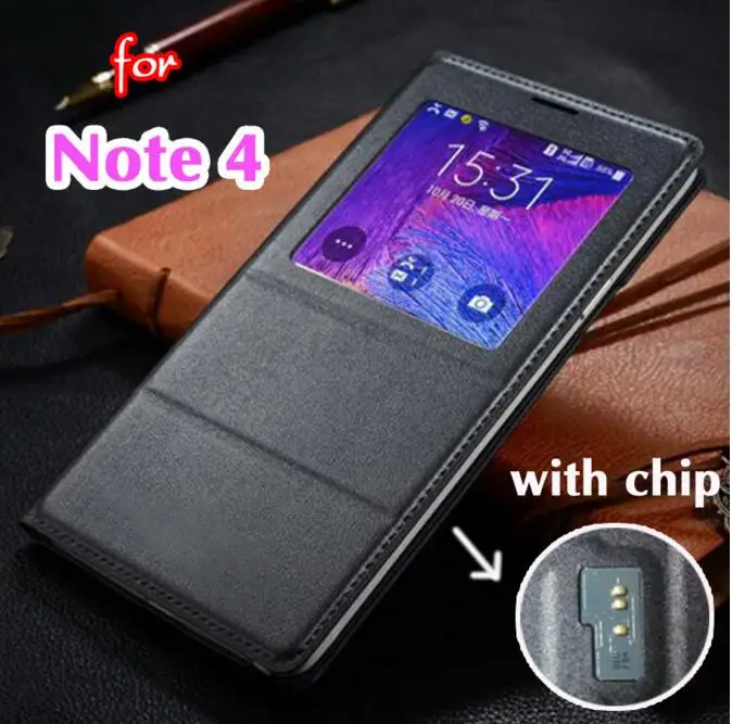 FGHGF умный чехол для Samsung Note 4 роскошный кожаный книжка с автоматическим просмотром