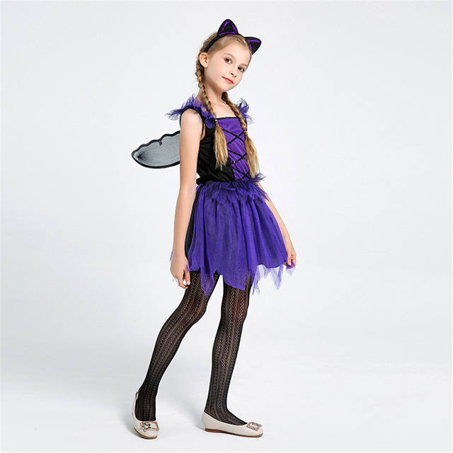Girls Purple Bat Dress Costume