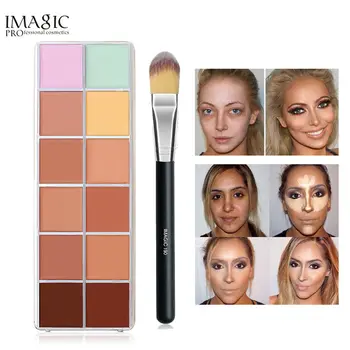 

IMAGIC 12Colors Beauty Contour Makeup Cometic All Skin Types Face Cream Concealer Palette + Brush Make up kit