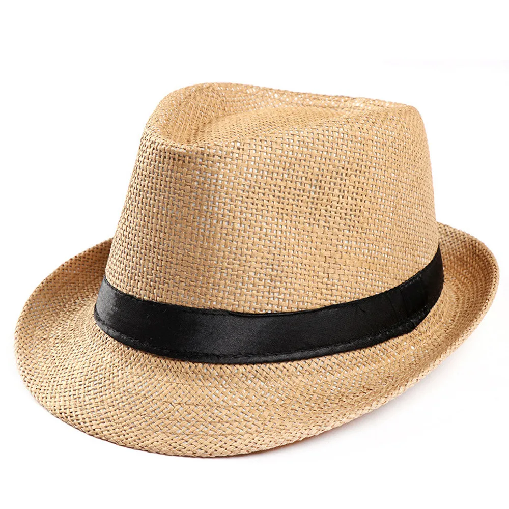 

Hot Unisex Women Men Fashion Summer Casual Trendy Beach Sun Straw Panama Jazz Hat Cowboy Fedora Hat Gangster Cap #L5