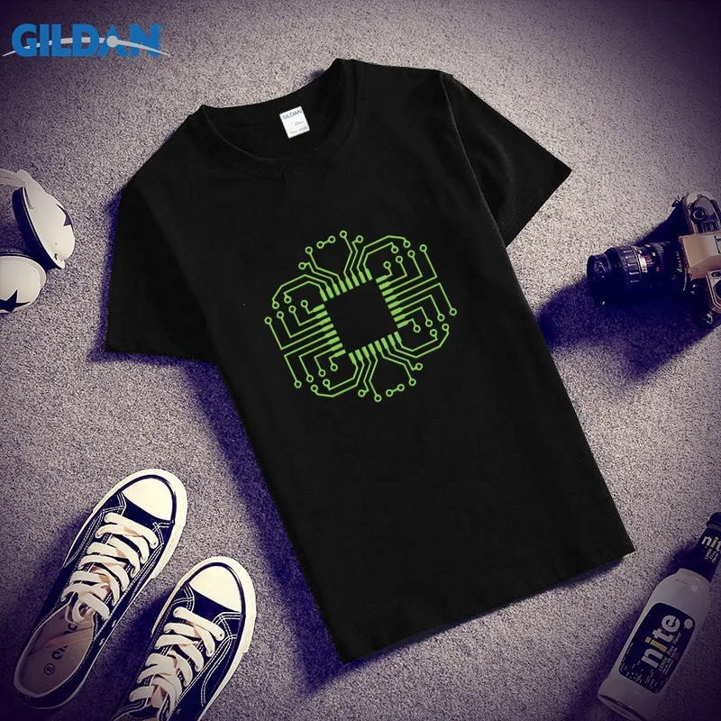 New Fashion Men T-Shirt Pop Top Tee Electric Circuit Board Processor T-Shirts Novelty Camisetas Hombre Summer Size S-3xl | Мужская