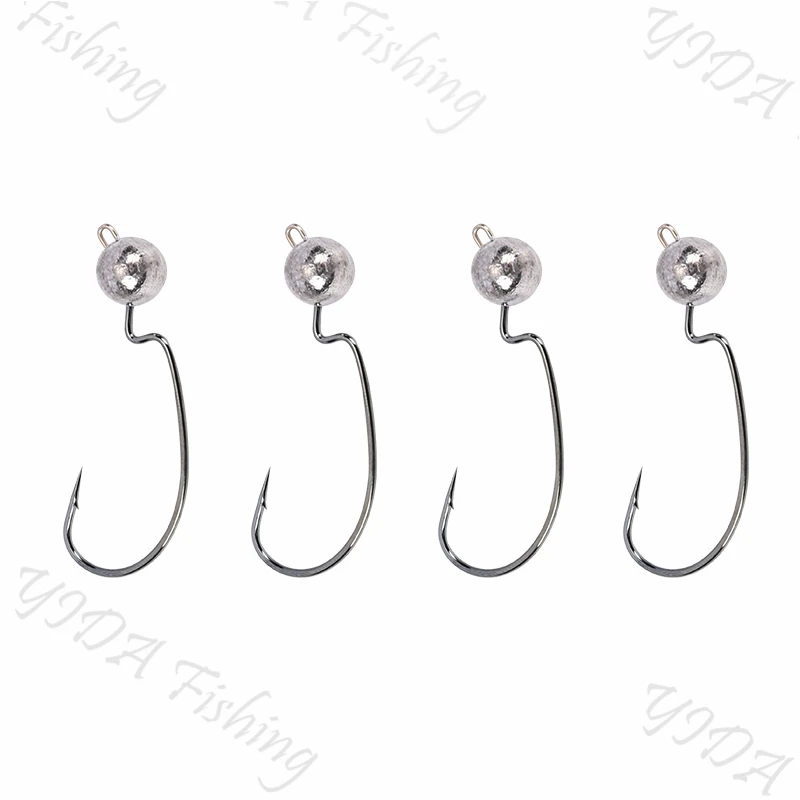5Pcs/Lot Round Lead Crank Sharp Hooks Weight 3.5g/5g/7g/10g Jig Head Artificial Bait Worms Soft Lure Texas Florida Fishing Hook