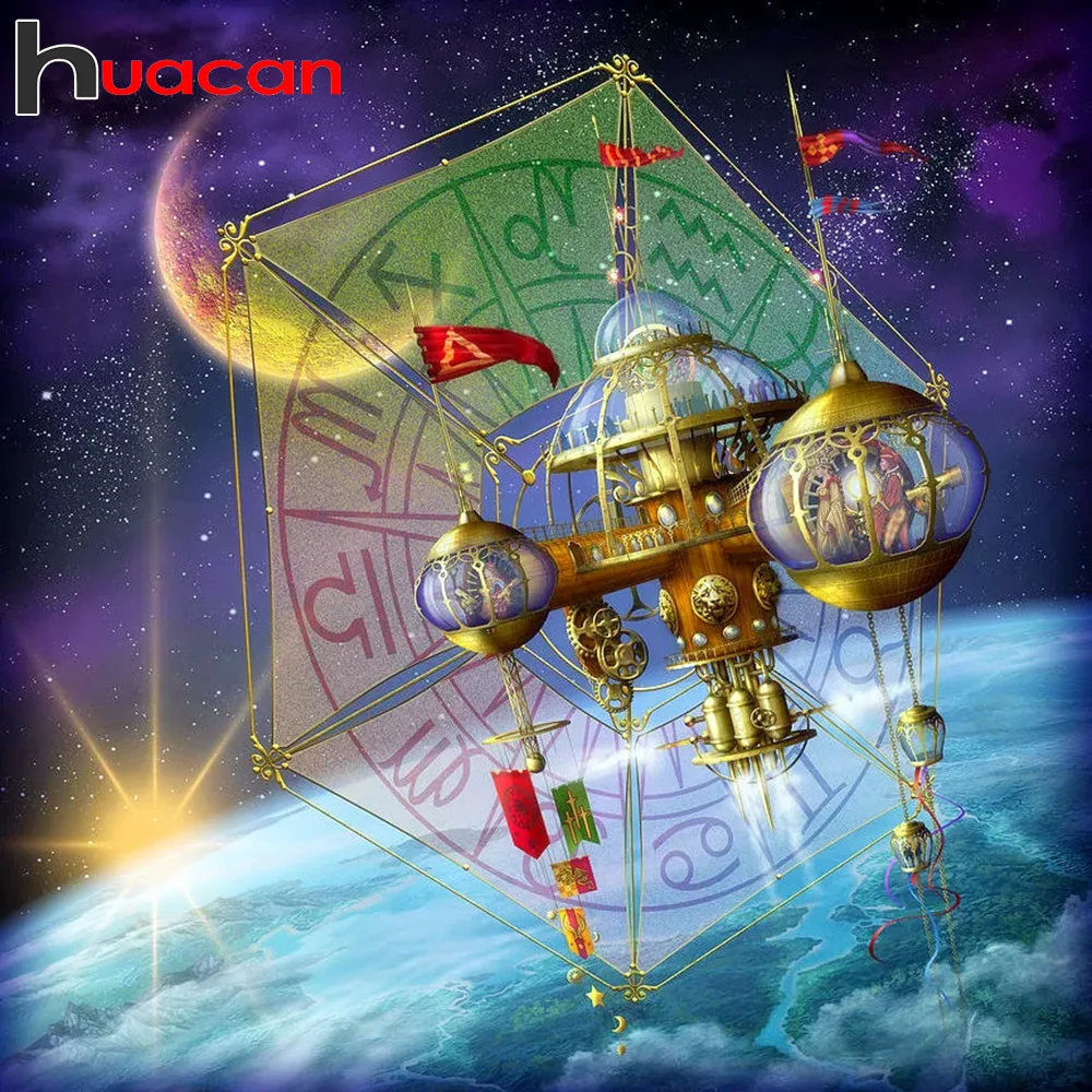 

Huacan Diamond Painting Full Square Scenic 5D DIY Diamond Mosaic Fantasy Diamond Embroidery Outer Space Home Decoration