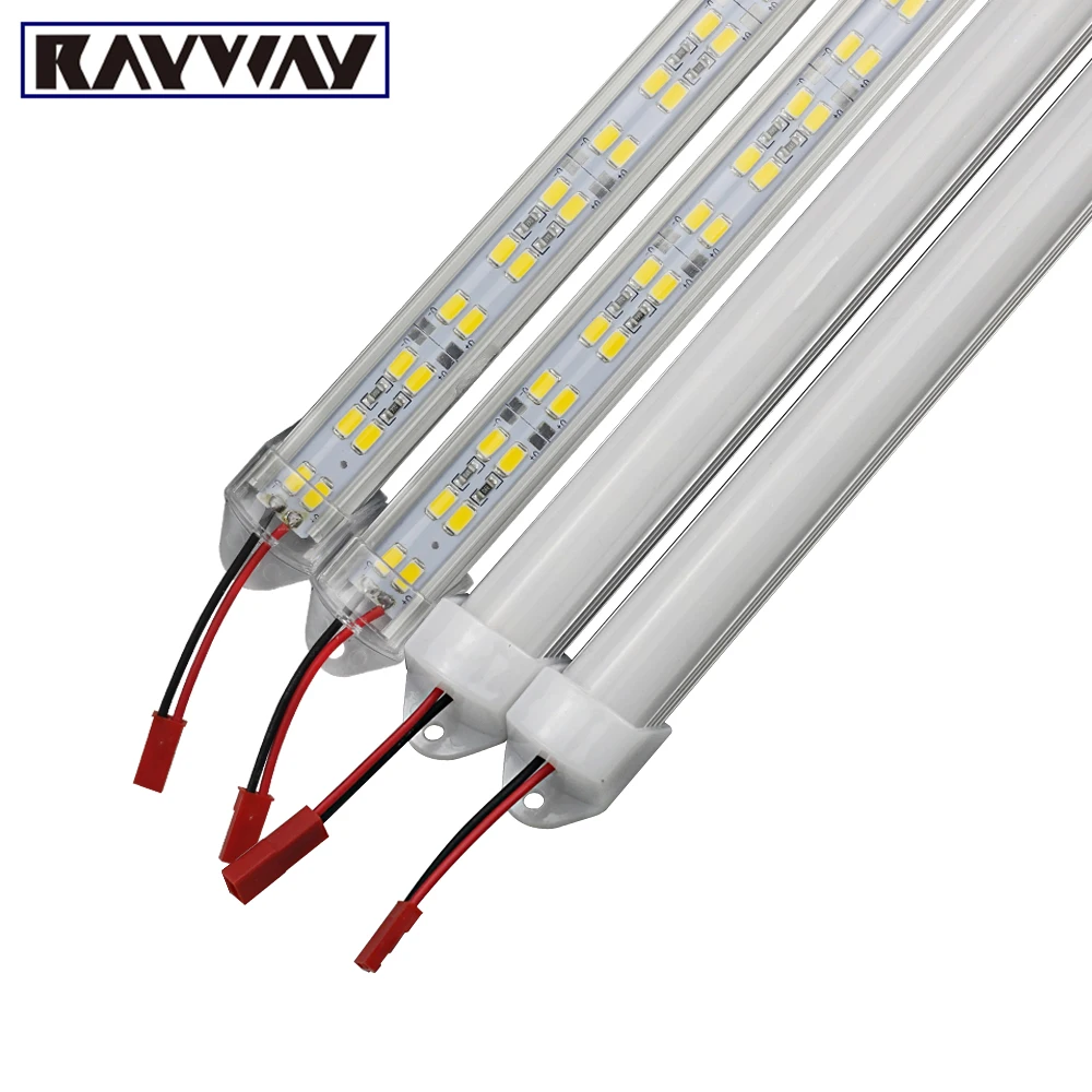 Алюминиевая СВЕТОДИОДНАЯ лента двухрядная DC12V 144 SMD 5630 5730 светодиодный жесткий светодиодный бар с крышкой для кухни светодиодный