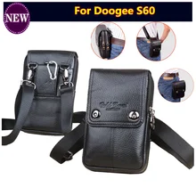 С двумя карманами на молнии, кошелек из натуральной воловьей кожи, мужской набедренная сумка сумки с зажимом для крепления на поясной ремень для Doogee S60