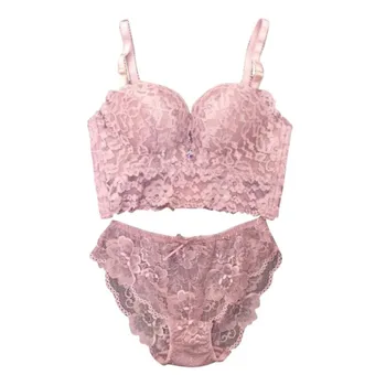 

1 Set Women Sexy Bra+Briefs Set Sexy Lingerie Lace Embroidered Padded Women Underwear Push Up Lace Vest Top Bralette Newest