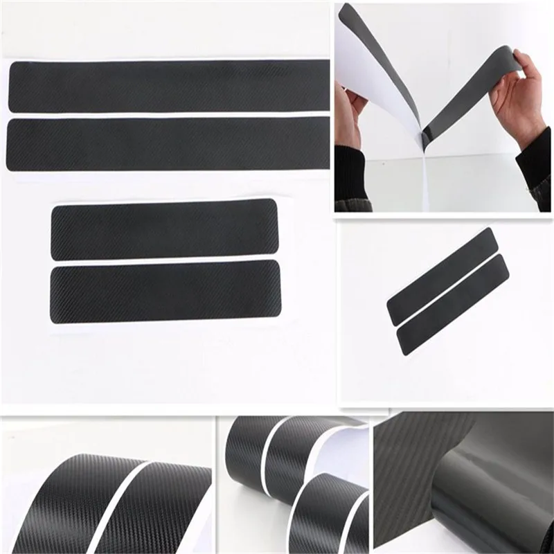 

Universal 4Pcs/Set Carbon Fiber Sill Scuff Anti Scratch Threshold Car PVC Sticker Auto Car Styling Anti Kick Protection Sticker
