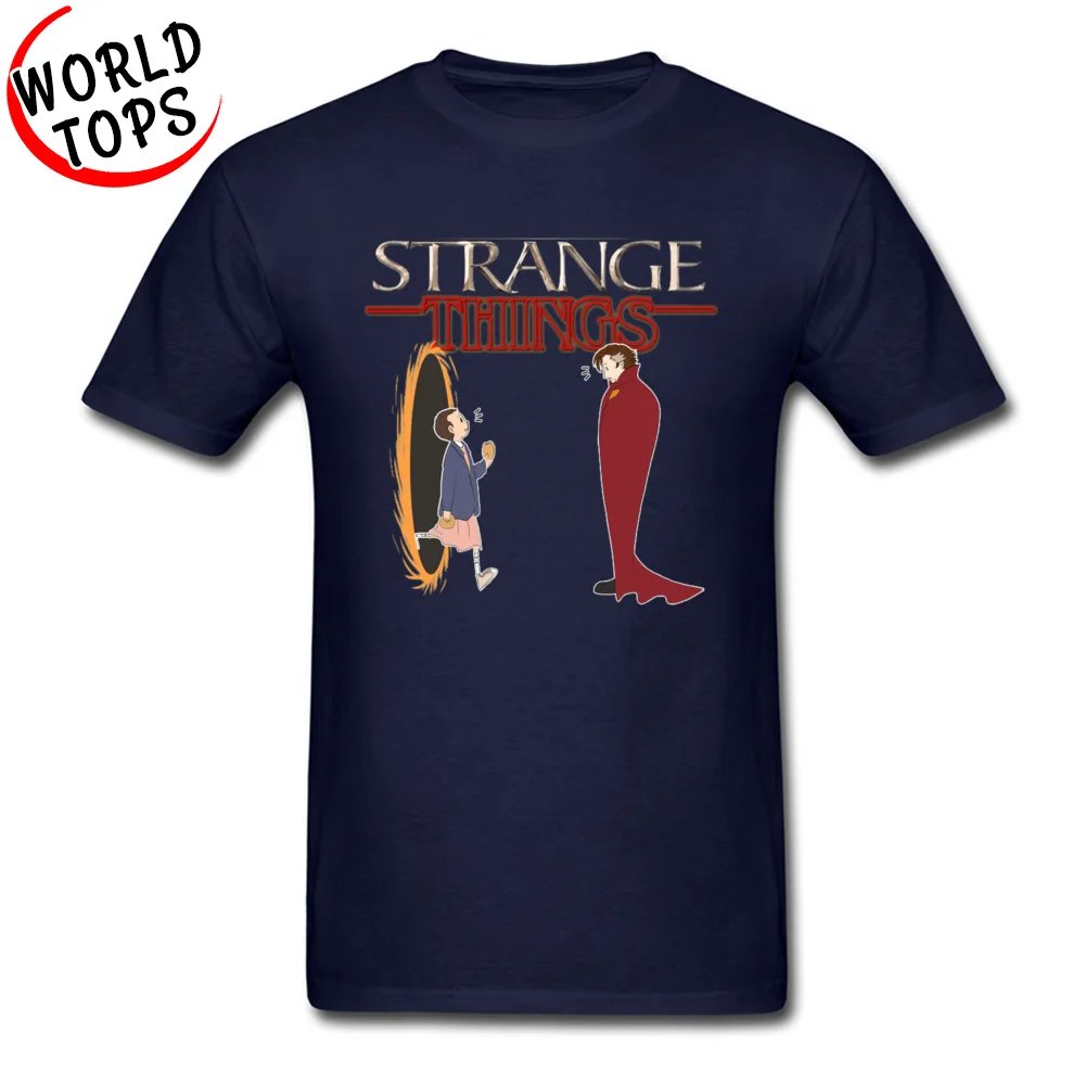 Doctor Strange x Stranger Things Cotton Male Short Sleeve T Shirt Cool Summer/Autumn Tshirts Print Tops & Tees Company O-Neck Doctor Strange x Stranger Things navy
