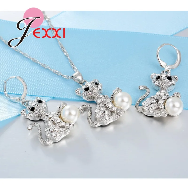 Модный свадебный ювелирный набор, кубический цирконий, кристалл, 925 пробы, серебряная подвеска, ожерелье, серьги, ювелирный набор