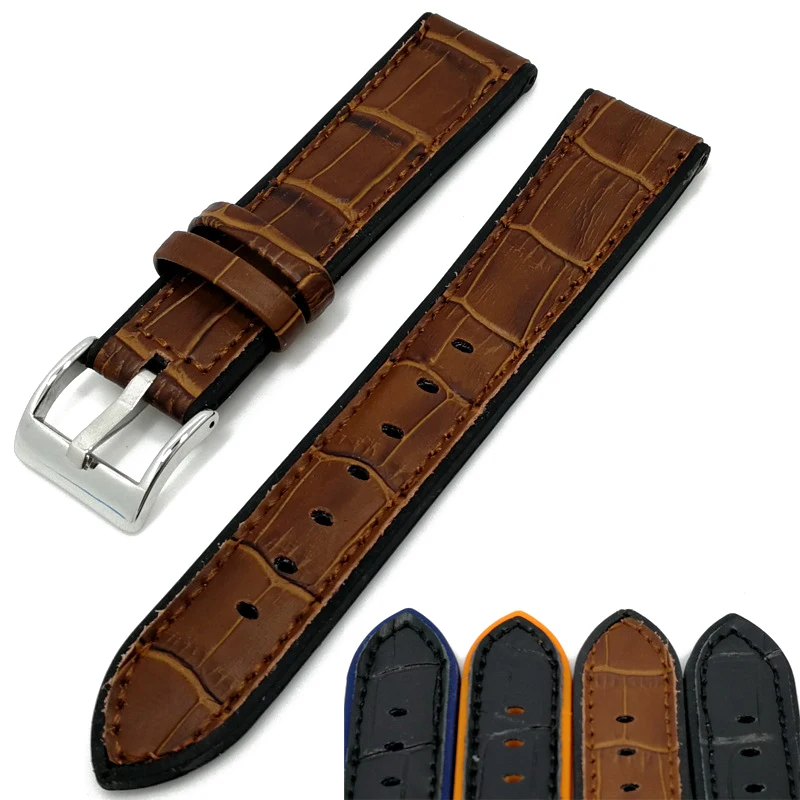 

MJeess Generic Watchband Replacement Silicone + Leather Watch Strap Bands Waterproof 20mm 22mm Watches Belt Bracelet