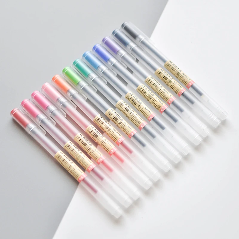12 Colors Set 0.5mm Ink Pen Gel Pens Maker Pen School Office Supply MUJI Style