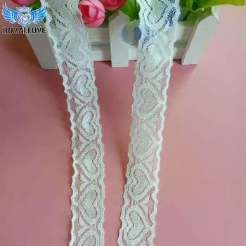 

Wholesale high quality stretch elastic lace ribbon Tape 30mm wide Heart lace trimmings For Sewing decoration african lace fabric