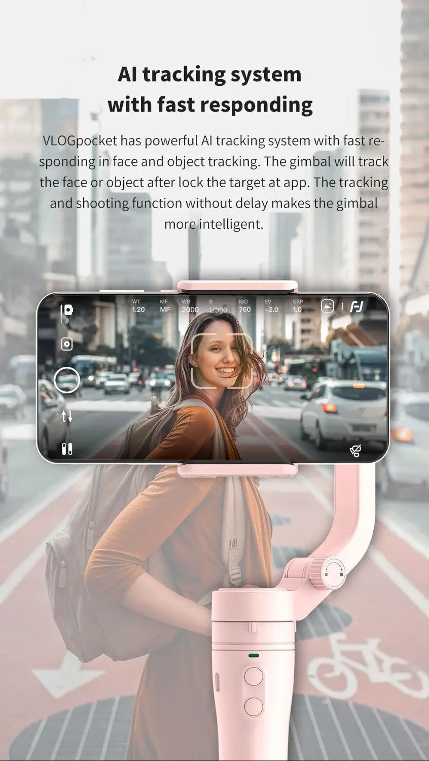 Feiyu Vlog bolsillo Vimble 2,3-eje plegable Smartphone del cardán estabilizador para iPhone Xs Max Xr 8X8 Samsung S9 S8 Cámara de Acción - 6