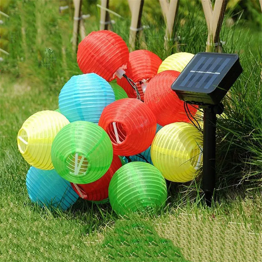 Lanterna ao ar Festa de Casamento Thrisdar Livre Bola 10 20 30 Levou Pátio Solar Fada Luz Led String Garland Fada Solar Globo Luz 16 Fios de iluminação