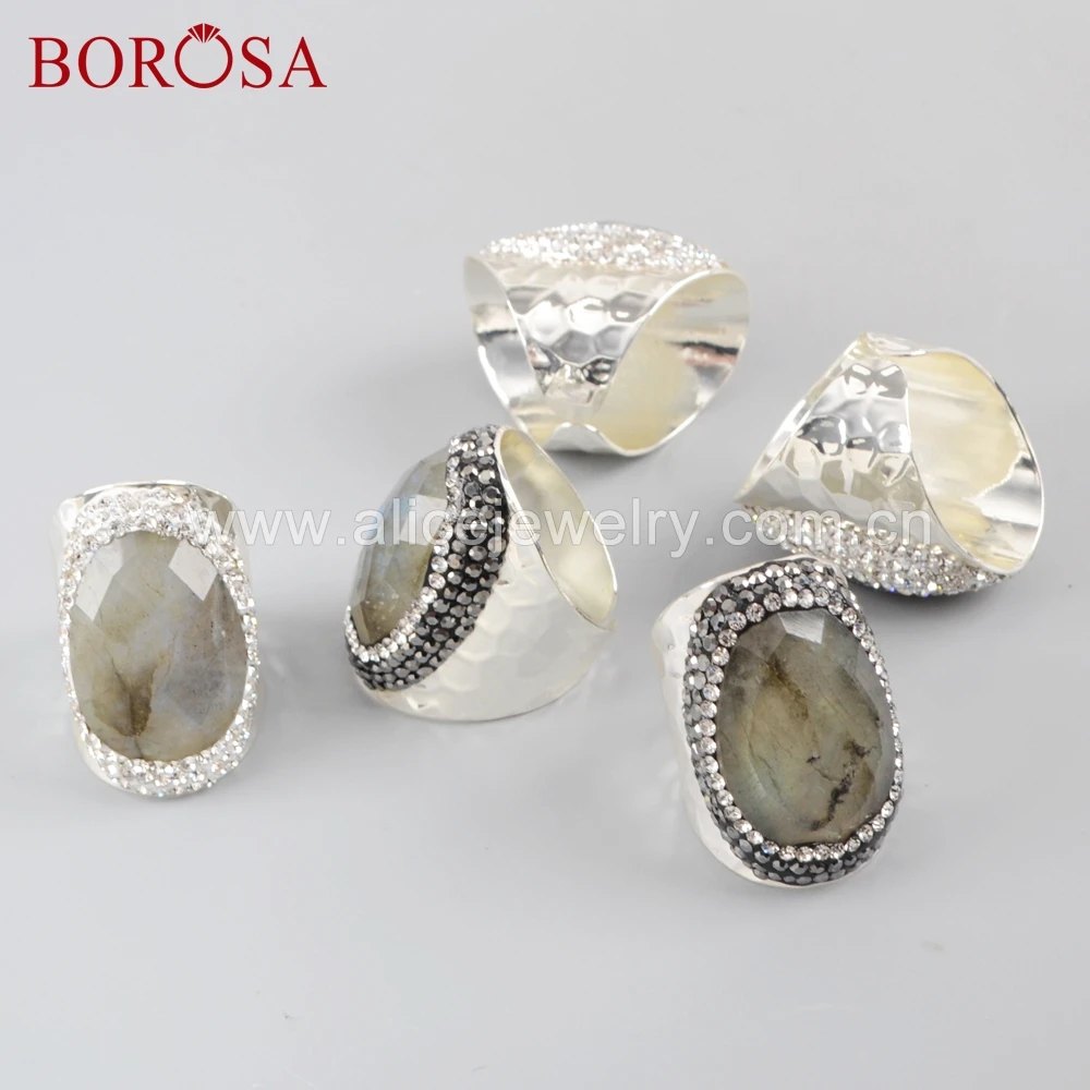 BOROSA 6 шт. серебряного цвета цвет натуральный Ограненный Лабрадорит камни Друза