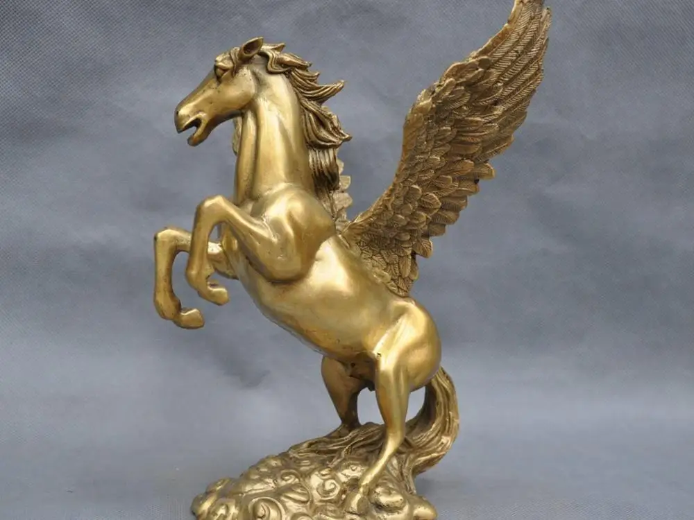 

8'' China Pure Bronze Winged Flying Horse Statue