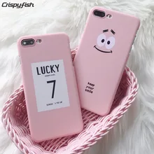 Crispyfish LUCKY 7 Pc hard case for iphone 6 6s 6plus 6splus 5s Smile Pink back cover phone skin For 7 7Plus