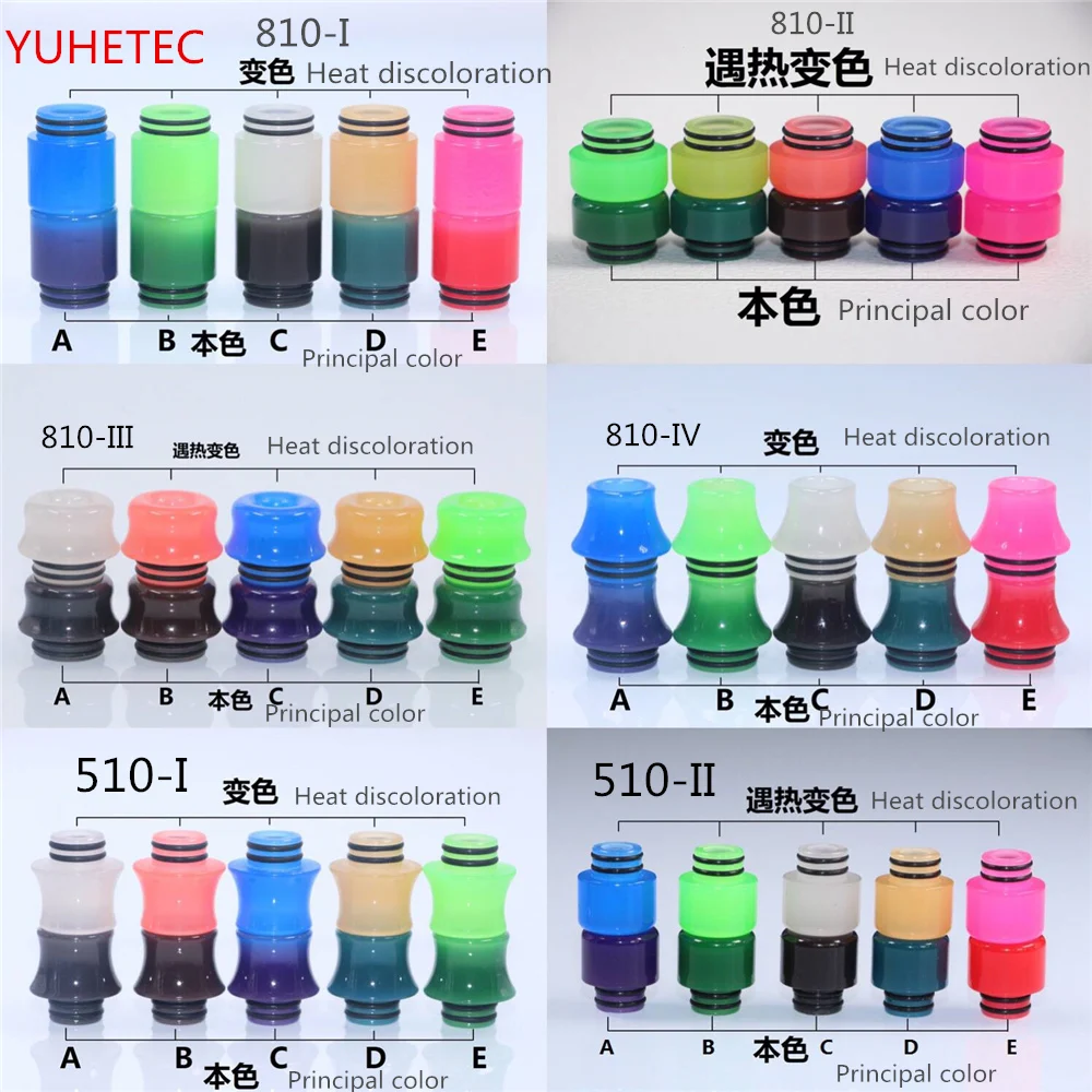 

YUHETEC 810 510 Principal color Resin Drip tip 810 Mouth Dropper 1PCS Wide Bore Mouthpieces 510 Drip tips