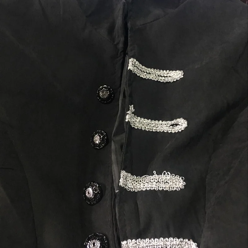 Мужской смокинг костюм свадебный модный тонкий панк винтажное платье Пиджаки однотонный длинный готический куртки Вечерние размеры Puimentiua