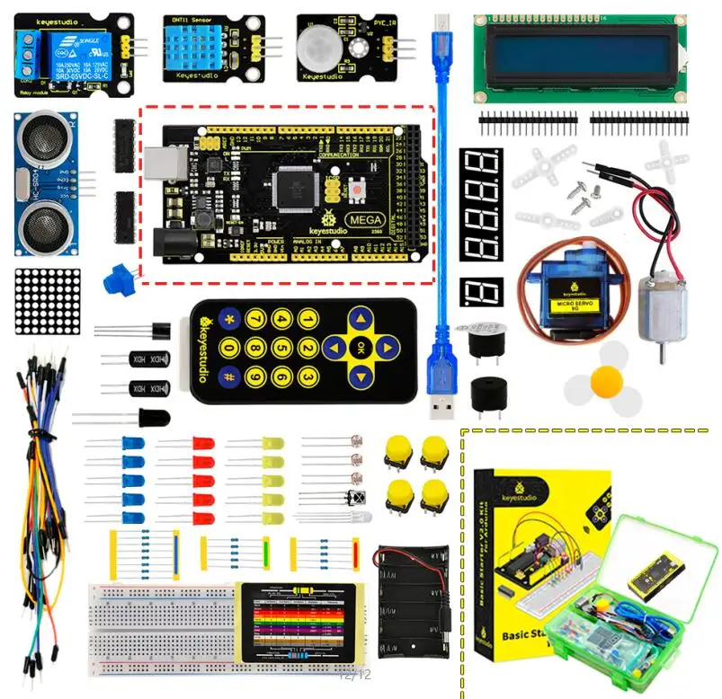 Новинка! Keyestudio базовый стартовый V2 комплект для Arduino UNOR3/Mega DIY проекты ж/Подарочная коробка - Цвет: KS0404(Mega 2560)