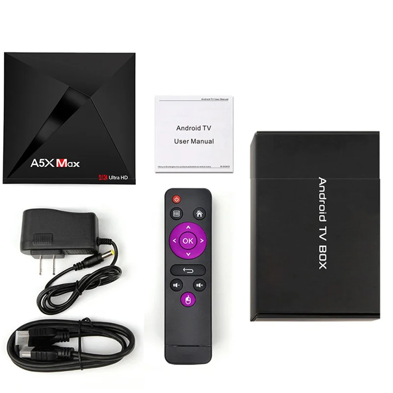 A5X Max Android 9.0 OS Set-top Box Amlogic S905W Quad-core 4G/32G Smart TV Box 2.4G Wifi A5X Max TV Box Include Remote Control