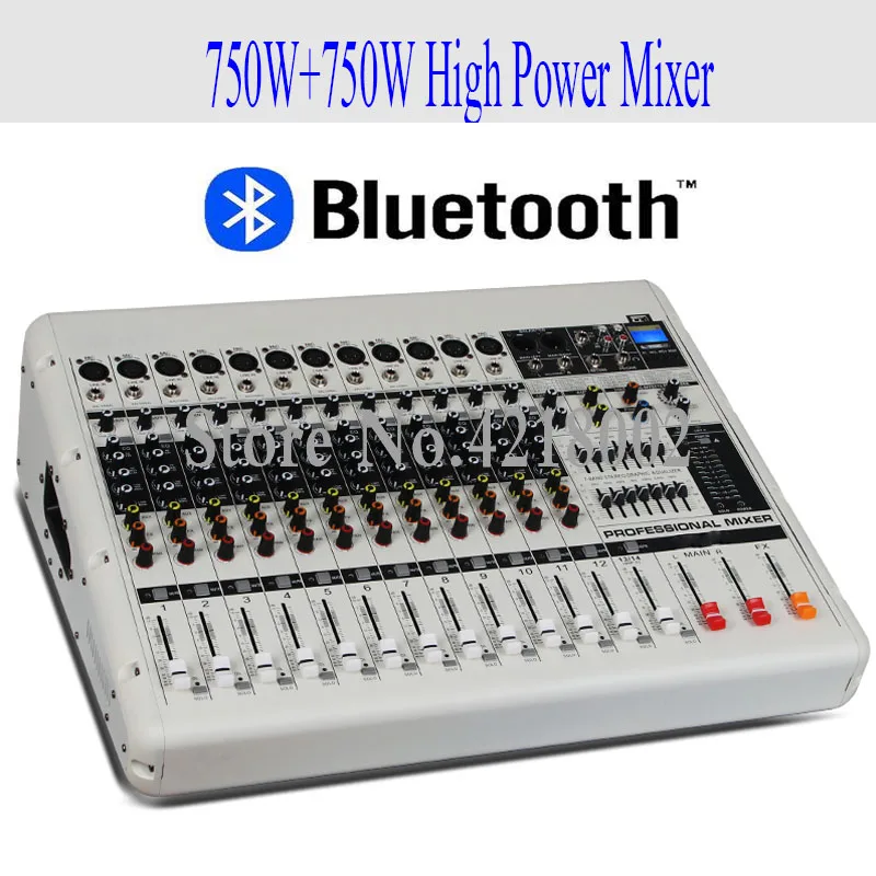 Профессиональный Мощный bluetooth миксер 750 Вт + 12 канальный Миксер с усилителем usb
