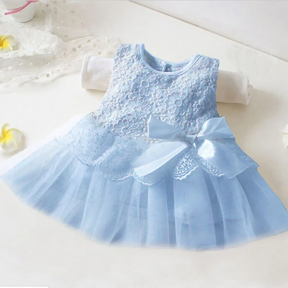 

Baby Girls Party Tutu Dresses Lace Bow Flower Floral Dress Toddler Pageant 2019 Girl Bowknot Gauze Flower Dresses