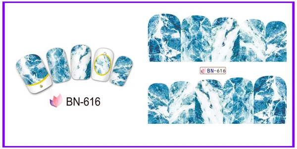 UPRETTEGO 12 упаковок/lot дизайн ногтей Красота воды Наклейка ползунок ногтей текстура мраморного камня с цветным рисунком BN613-624