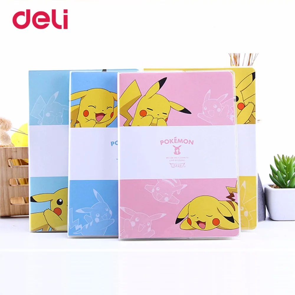 

Deli pokemon cute Waterproof PVC Cover Notebook pikachu journal plan kawaii notebook School Office Supplies Stationery hot sell