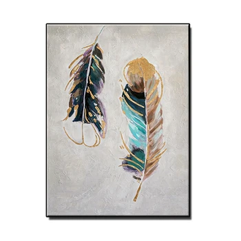 

Modern Abstract Gold Feather Oil Painting Handmade Newest Design Wall Decor Canvas Art Free Shipping Wall Painting Hangings Deco
