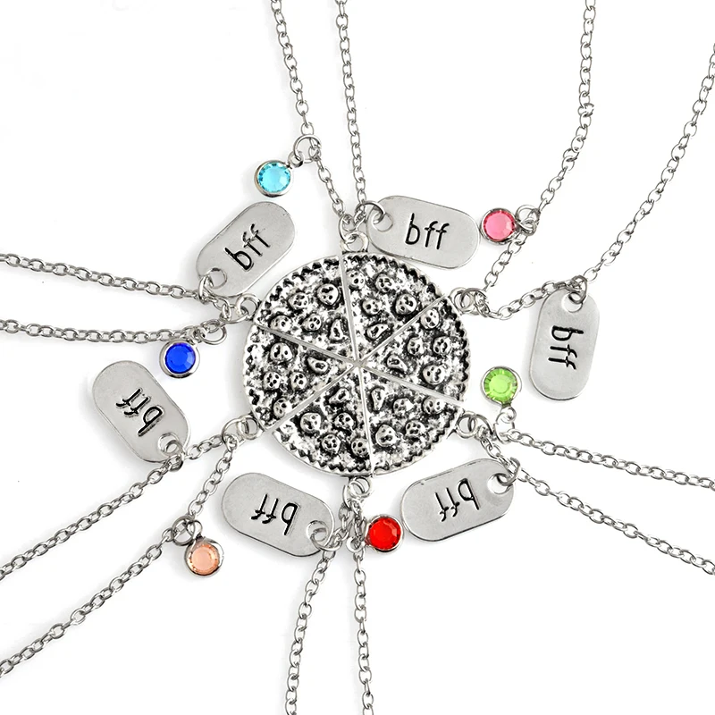 6 шт./компл. ожерелье для пиццы с цветными стразами памятное Best Friend Forever Friend|necklace