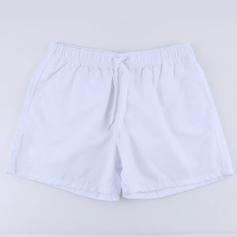 Летние мужские Шорты повседневные пляжные шорты со средней талией однотонные прямые шорты на кулиске 17 цветов S-2XL - Цвет: white