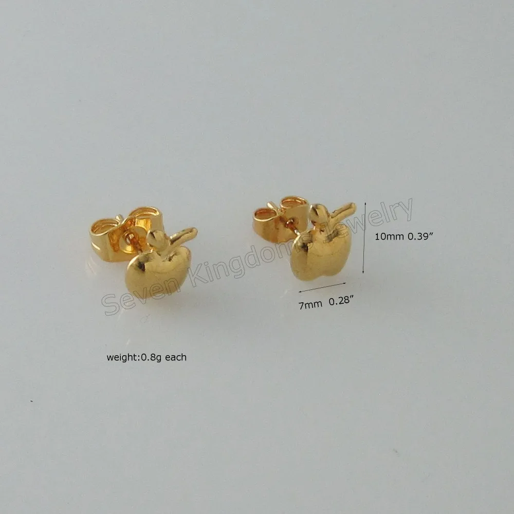 MIN ORDER 10$ CAN MIX DESIGN / APPLE SHAPED AS THE FACE STUD EARRING - YELLOW GOLD GP OVERLAY 7mm*10MM | Украшения и аксессуары