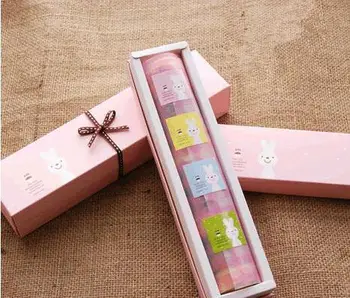 

2015 Real Free shipping 20pcs pink rabbit pattern macaron packaging box baking packing cookies biscuit cake boxes for wedding