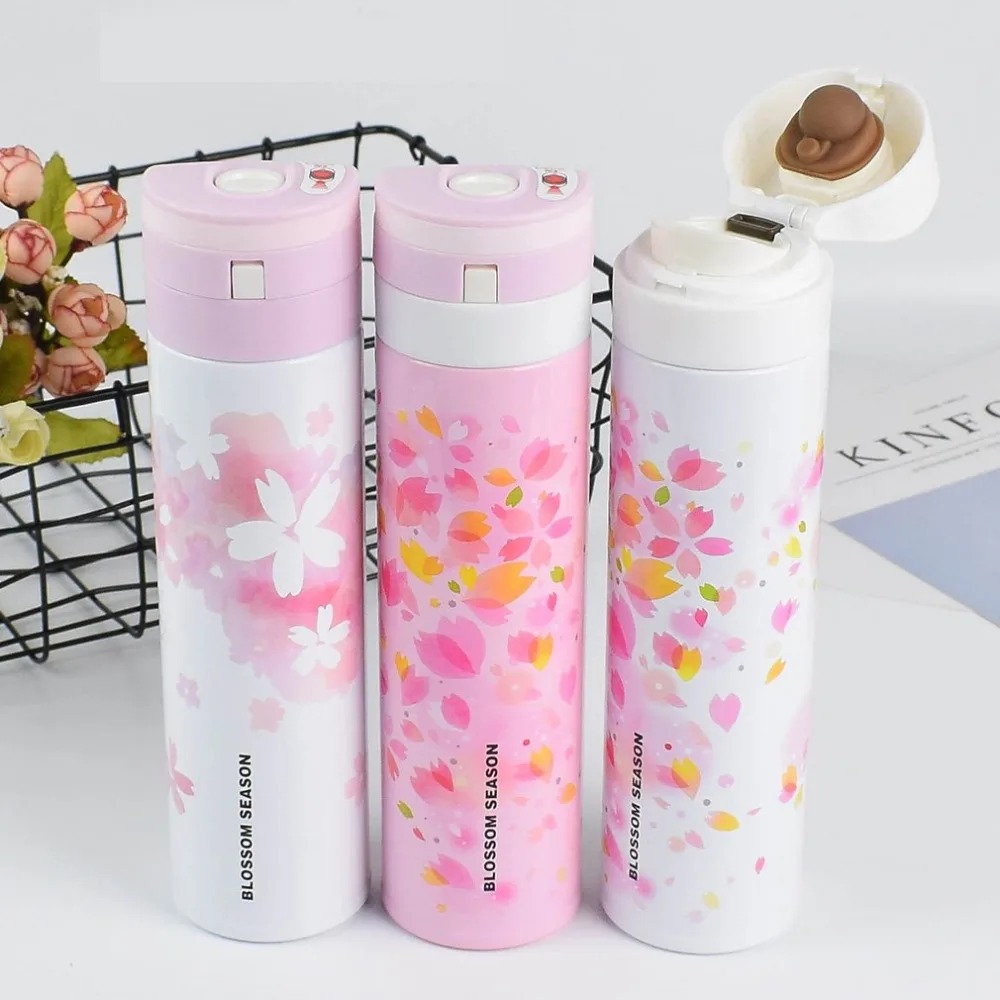 450ML Double Layer Water Bottle Japanese Style Stainless Steel