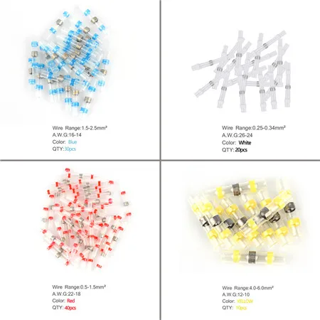50-300 шт 4 размера Водонепроницаемый термоусадочный стыковой соединитель Электрический провод Кабельный соединитель обжимные клеммы стыковые соединители наборы - Цвет: 100pcs