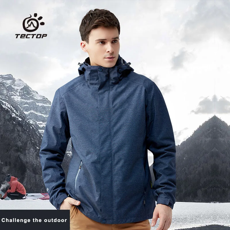 

TECTOP Men Two-Piece Outdoor Jacket Fleece Liner Removable Windproof Waterproof Autumn Winter Jacket JW7967A