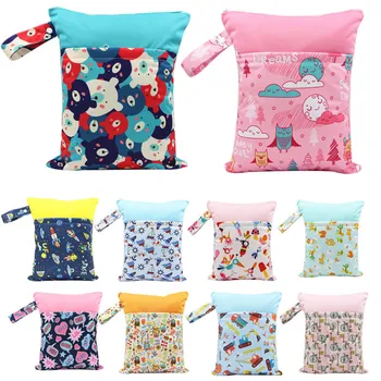 

Baby Diaper Bags 30*37cm Printed Double Zippered Waterproof Wet Dry Diaper Bag Multifunction Backpack Reusable Diaper Cover Bags