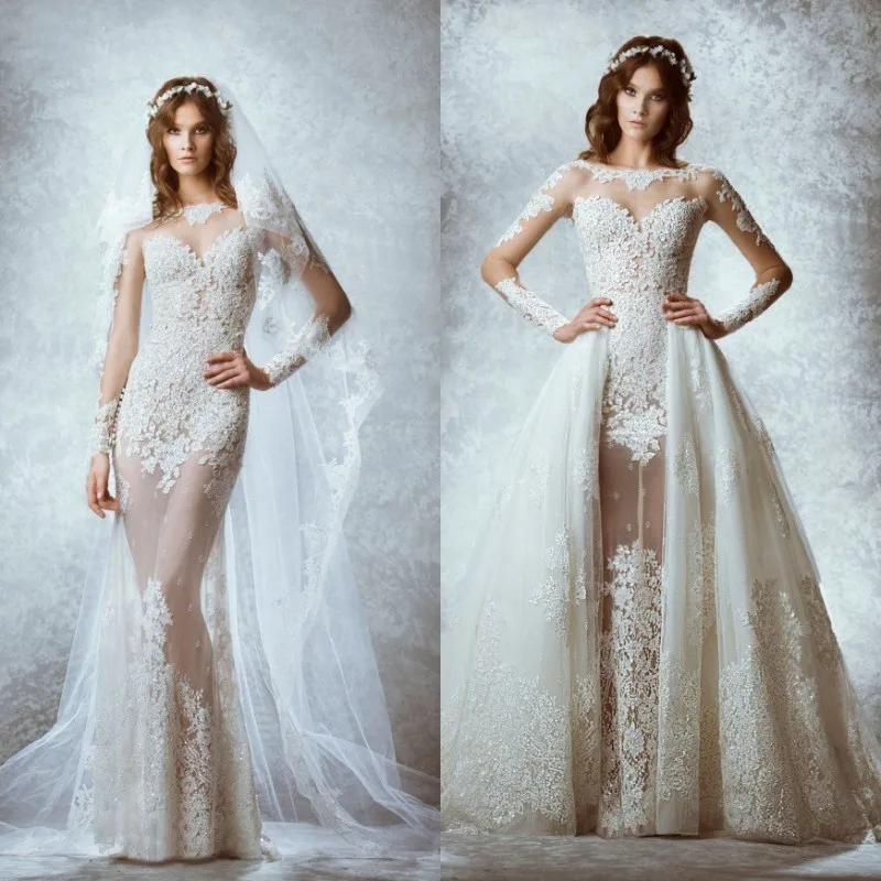 Promotional-Long-Sleeves-Wedding-Dresses-Full-Sleeve-Bridal-Gown-Attachable-train-Zipper-Button-Vestido-De-Noiva