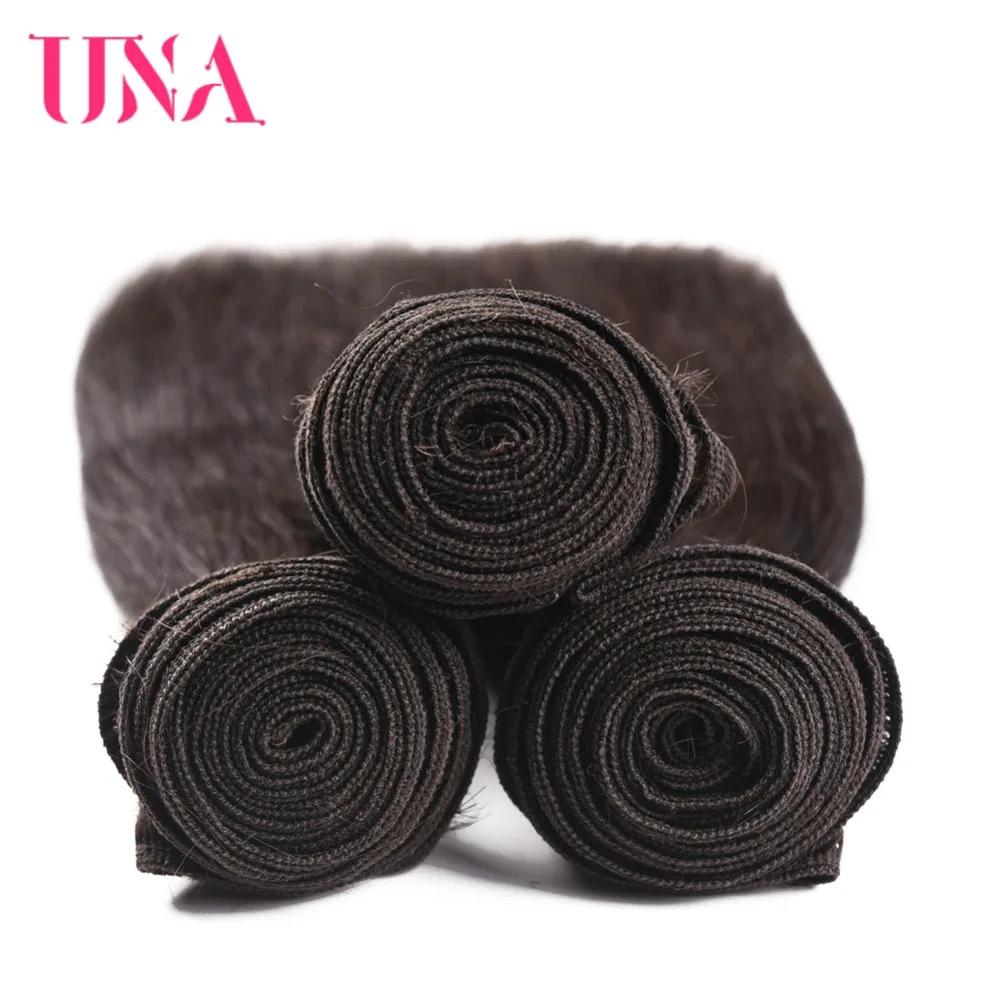 UNA Straight Brazilian Human Hair Bundles Non-Remy Hair Weft Brown Color Human Weave Bundles