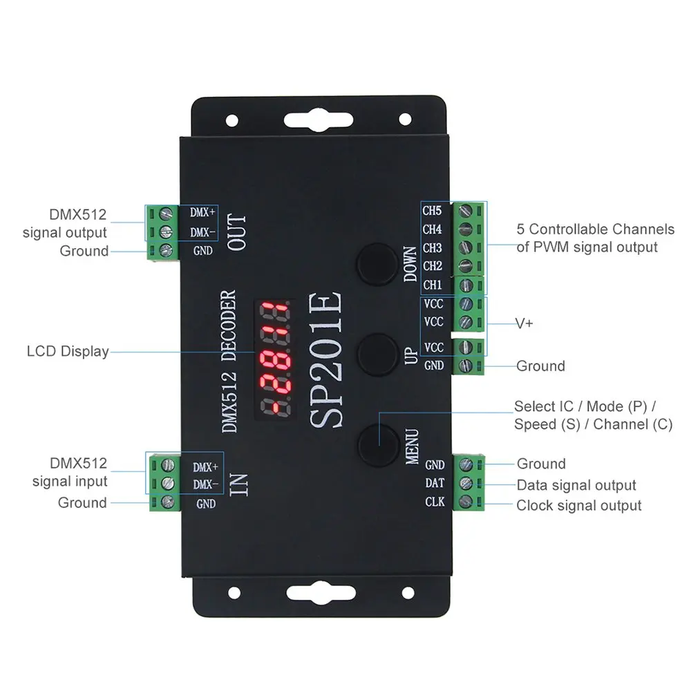 WS2812B WS2811 dmx-spi декодер контроллера, W/99 Цвет режимов, 5 канала DMX 512 RGB WW Декодер контроллер для SK6812 ST23