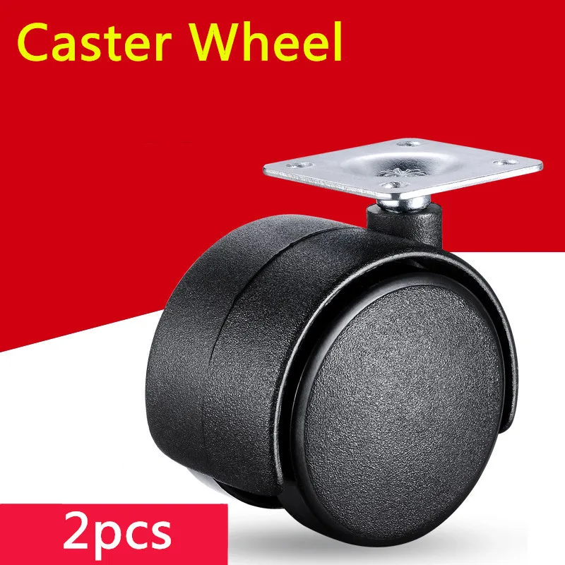

2pcs Dia. 1.5 inches / 2 inches or 41mm/50mm Metal Mounted Plate Black Plastic Dual Wheel Rotatable Caster with screws