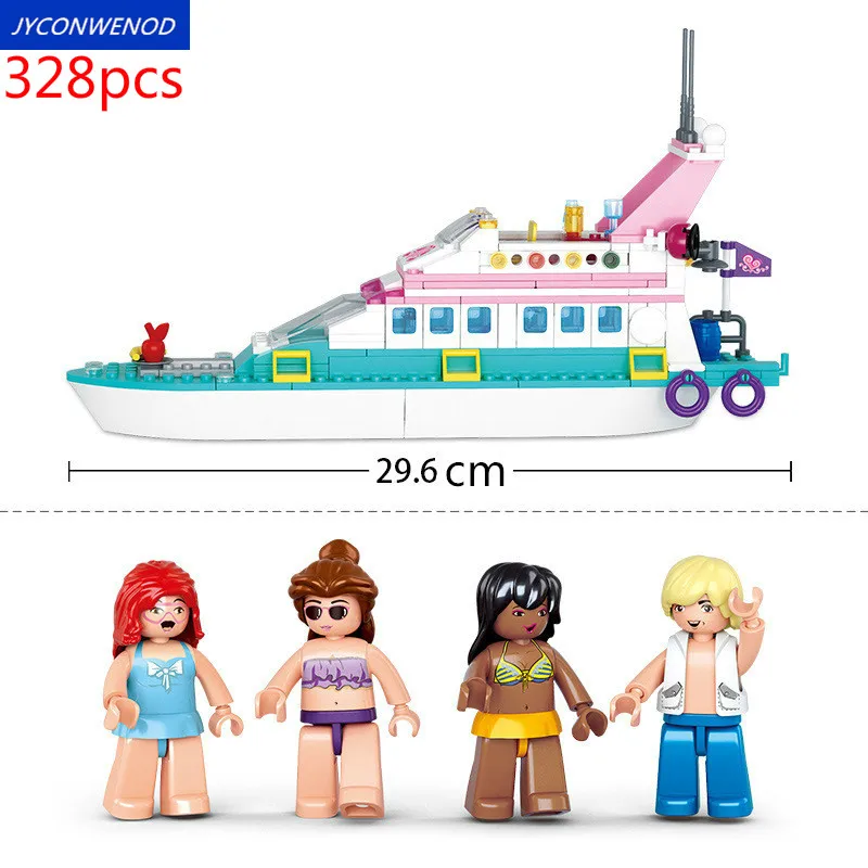 

328pcs Small particles Luxury Yacht Dolphin Cruiser Vessel ship model Building Blocks Assembled Toy Girl Toys Gifts