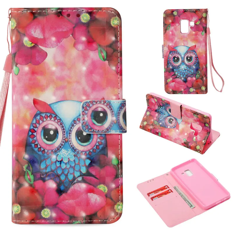 For Samsung Galaxy A8 2018 Case Leather Flip Wallet Cover For Samsung A8 2018 A530 A530F SM-A530F Bags Wallet Painting